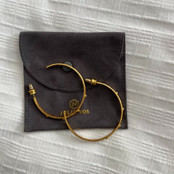 Julie Vos Crescent Stone Hoops in Extra Large - Picture 1 of 6